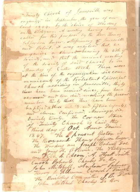 Trinity Cornerstone Document